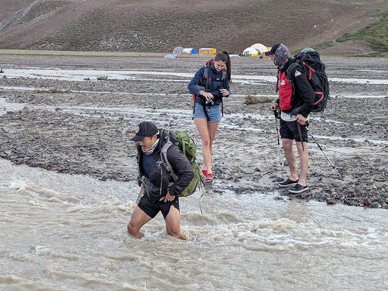 river crossing knee deep