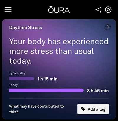 oura daytime stress warning
