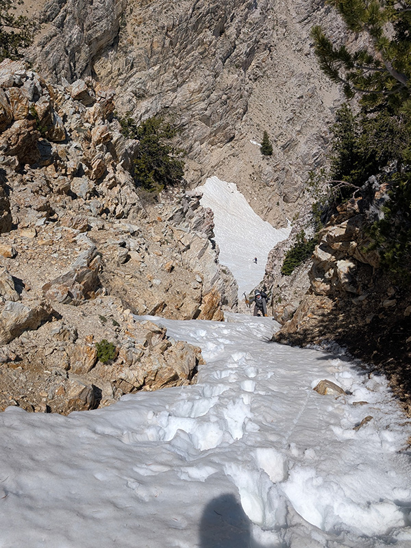 up west twin couloir via J's variation