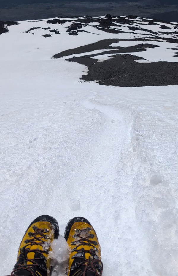 glissading down