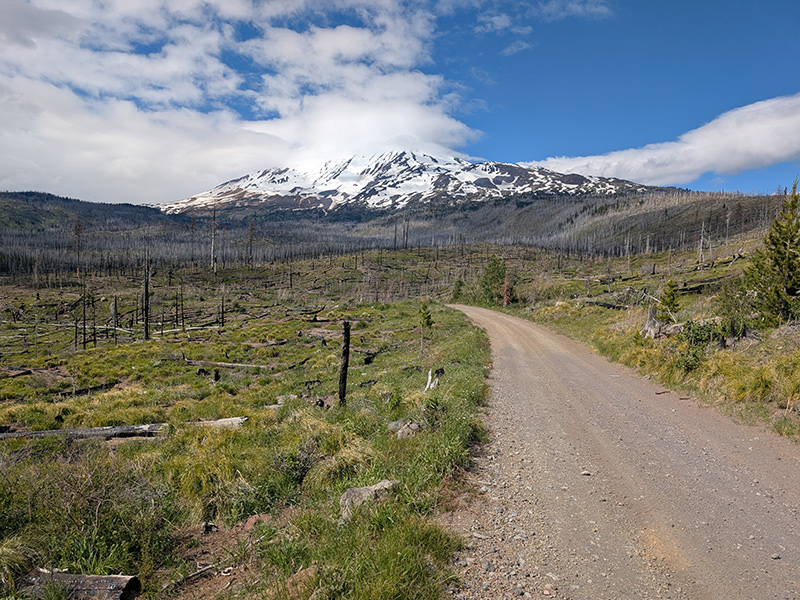 gravel road to south climb trailhead